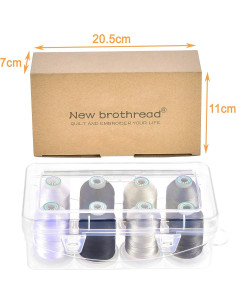 Hilo de Bordar New brothread 8 Bobinas 1000m Poliester 2