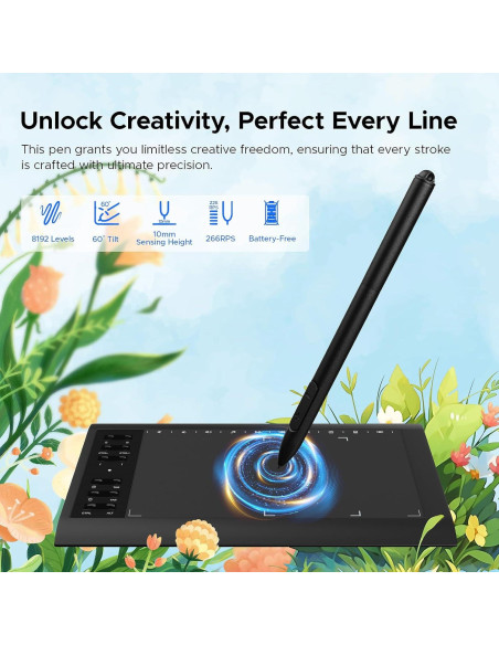 Tableta de Dibujo Gráfico ienRon IES1060 25.4x15.88 cm 8192 Niveles