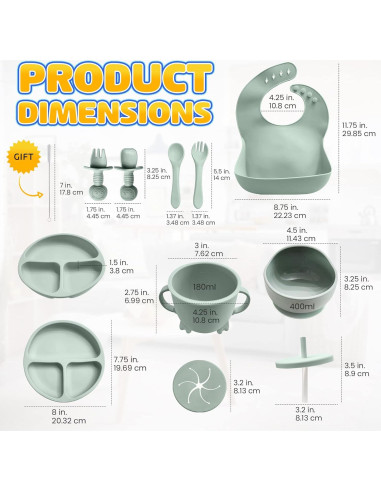 Set de Alimentación para Bebés HippoBaby 10 Piezas Silicona