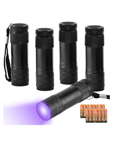 5 Linternas UV YIKOSAM 9 LED 395-400nm Portátiles para Mascotas
