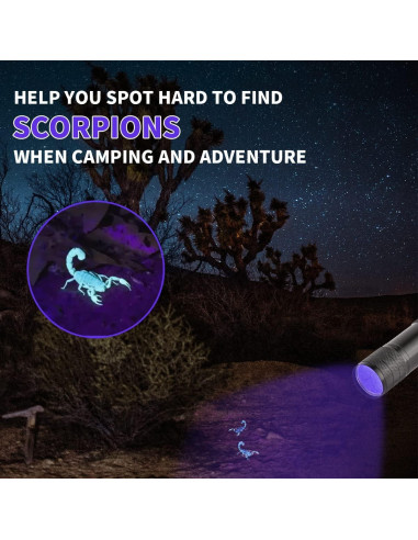 5 Linternas UV YIKOSAM 9 LED 395-400nm Portátiles para Mascotas