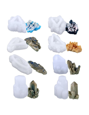 Juego de Moldes de Silicona Uniquer 8 Piezas Cristales