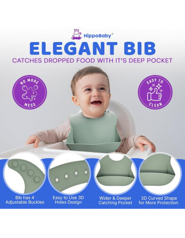 Set de Alimentación para Bebés HippoBaby 10 Piezas Silicona