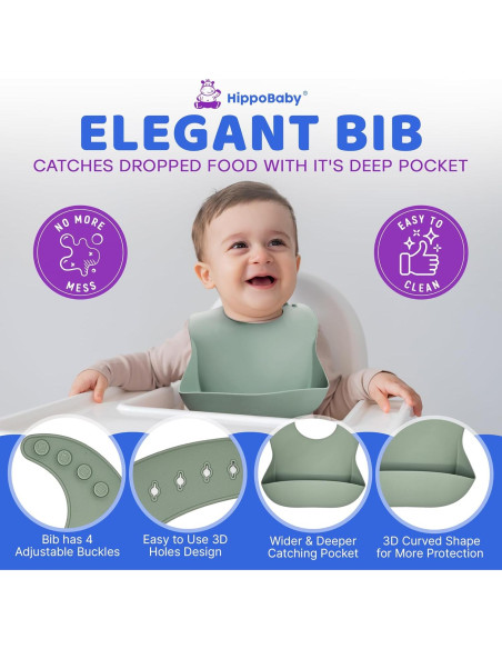 Set de Alimentación para Bebés HippoBaby 10 Piezas Silicona