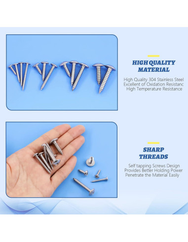 Kit de Tornillos Autoperforantes Glarks 250pcs Acero Inoxidable