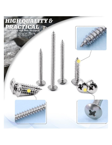 Kit de Tornillos Autoperforantes Glarks 250pcs Acero Inoxidable