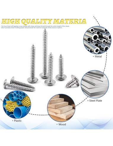 Kit de Tornillos Autoperforantes Glarks 250pcs Acero Inoxidable