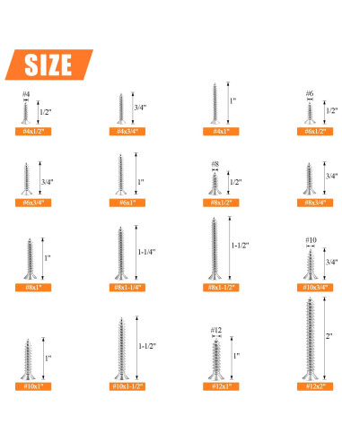 Set de 525 Tornillos de Madera HELIFOUNER Acero Inoxidable