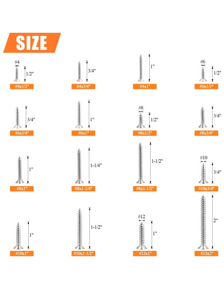 Set de 525 Tornillos de Madera HELIFOUNER Acero Inoxidable