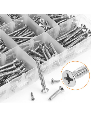 Set de 525 Tornillos de Madera HELIFOUNER Acero Inoxidable