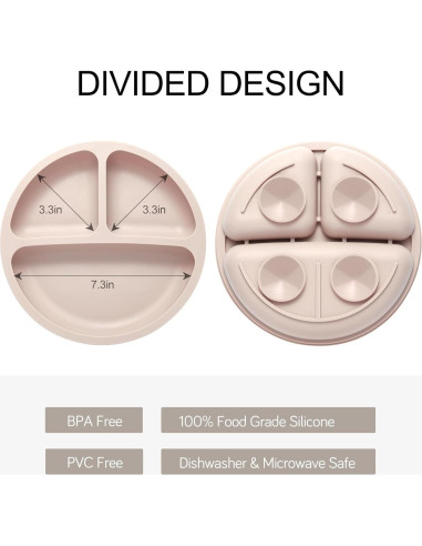 Juego de Alimentación de Silicona Eascrozn 2 Platos y Utensilios