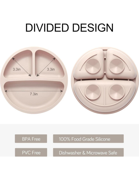 Juego de Alimentación de Silicona Eascrozn 2 Platos y Utensilios