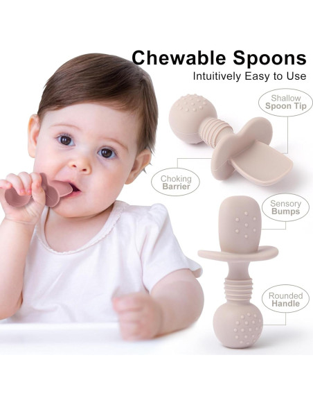 Juego de Alimentación de Silicona Eascrozn 2 Platos y Utensilios