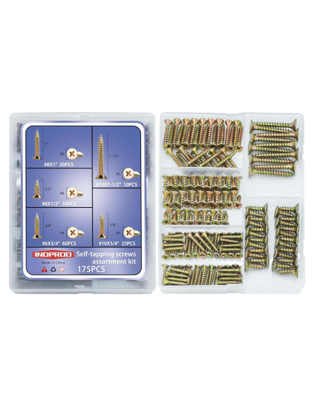 Kit de Tornillos de Madera Indprod 175 Piezas Galvanizados