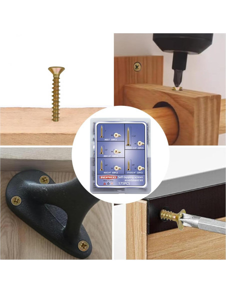 Kit de Tornillos de Madera Indprod 175 Piezas Galvanizados
