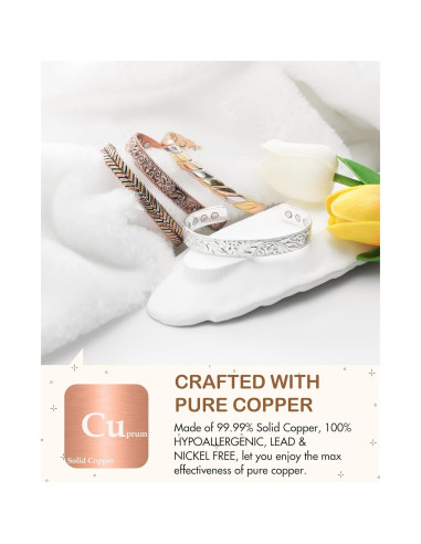 Pulsera Magnética de Cobre Feraco para Mujeres 99.99% Pura