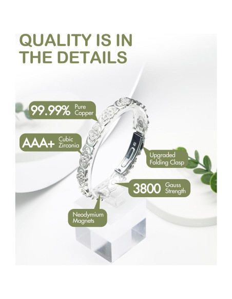 Pulsera Magnética de Cobre Feraco para Mujeres 99.99% Pura