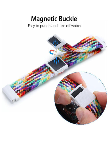 Correa de Reloj Trenzada Elástica Negro - Hebilla Magnética 20mm