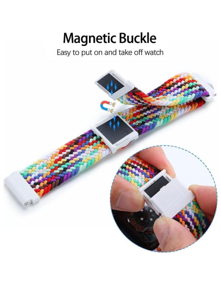 Correa de Reloj Trenzada Elástica Negro - Hebilla Magnética 20mm