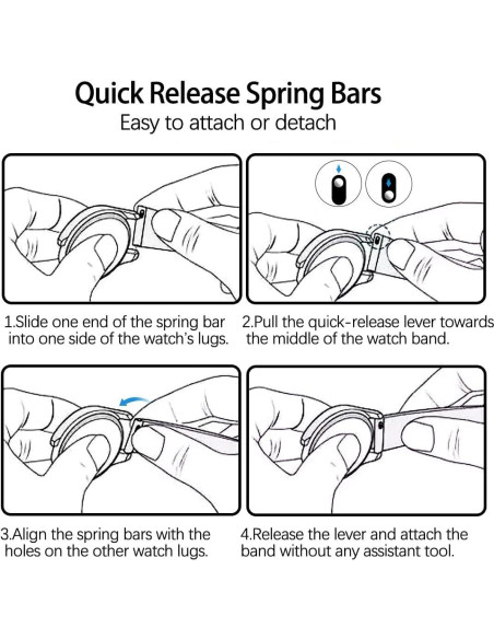 Correa de Reloj Trenzada Elástica Negro - Hebilla Magnética 20mm