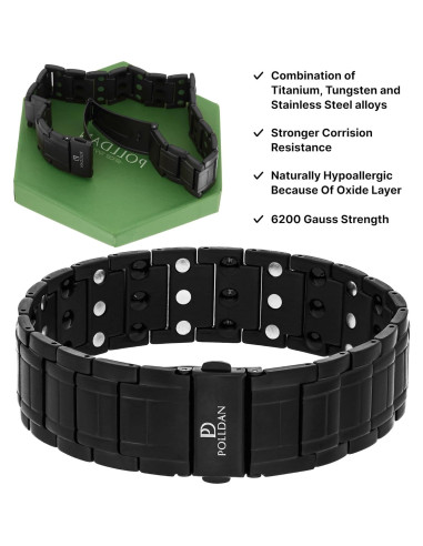 Pulsera Magnética de Titanio POLLDAN para Hombres 23 cm