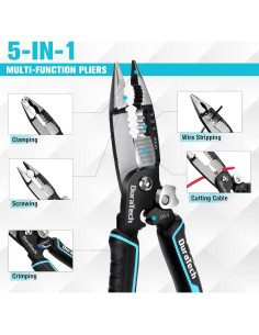 DURATECH Alicates Multifuncionales 5-en-1 20.32 cm Cr-V 2