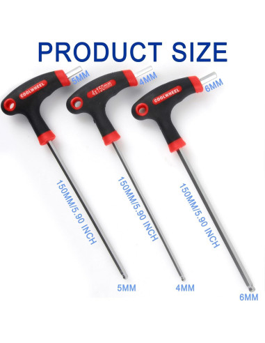Juego de Llaves Allen Hexagonales COOLWHEEL 4/5/6mm T-Handle