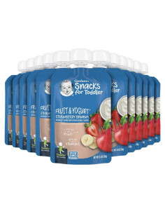 Pouches de Comida para Bebés Gerber Fruta y Yogur 12 Unidades