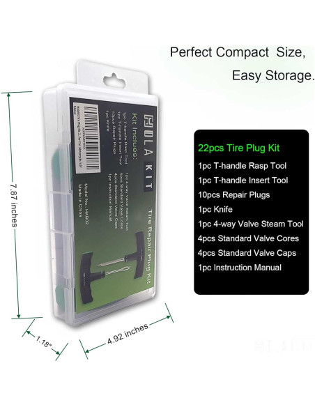 Kit de Reparación de Neumáticos HolaKit 22 Piezas Compacto