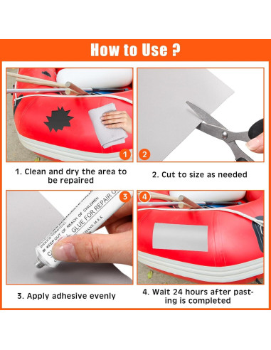 Kit de Reparación de Bote Inflable Gejoy MK4237 - 11 Piezas