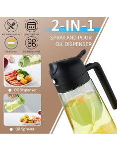 Rociador de Aceite DOPUDO 470ml Vidrio Premium Negro 2