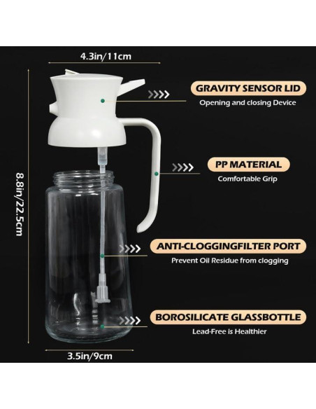 Rociador de Aceite de Oliva LandHope 532ml 2 en 1 Blanco