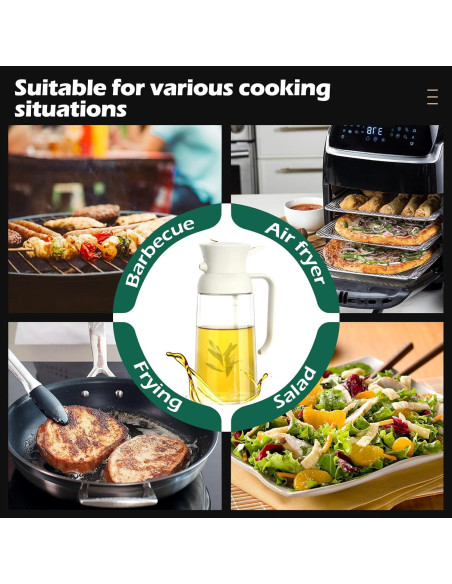 Rociador de Aceite de Oliva LandHope 532ml 2 en 1 Blanco