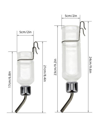2 Botellas de Agua Sin Goteo para Mascotas WHZAZGW 7.6x5.1cm