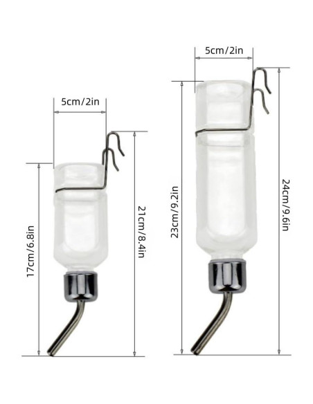 2 Botellas de Agua Sin Goteo para Mascotas WHZAZGW 7.6x5.1cm