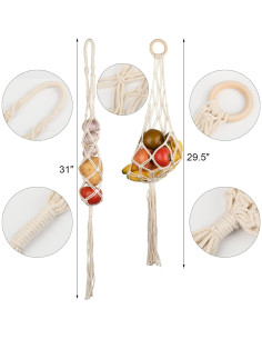 Canasta de Frutas Colgante Beautyflier 2 Piezas Algodón Blanco 2