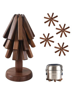 Juego de Trivetes de Madera SpaLoo en Forma de Árbol - 4 Piezas