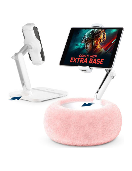 Soporte de Almohada 2-en-1 ShoppingAll para Tabletas 4.7"-13" Rosa