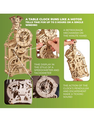 Reloj de Motor UGEARS 3D Puzzle Mecánico de Madera