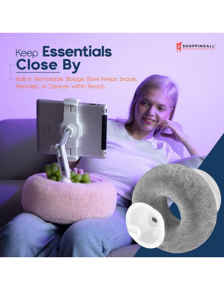 Soporte de Almohada 2-en-1 ShoppingAll para Tabletas 4.7"-13" Rosa