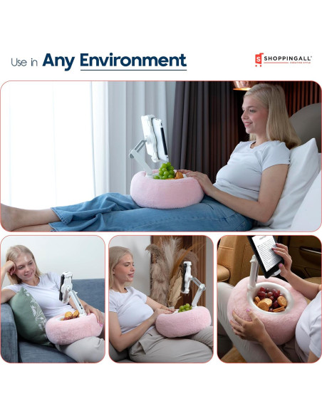 Soporte de Almohada 2-en-1 ShoppingAll para Tabletas 4.7"-13" Rosa