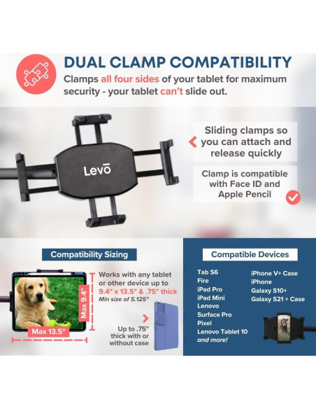 Soporte de Piso para Tableta LEVO G2 Essential Negro