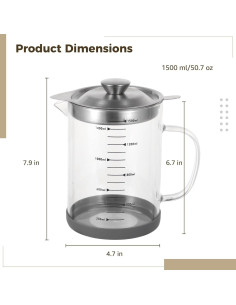 Contenedor de Grasa Homaisson 1499 ml Vidrio Borosilicato 2