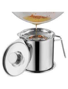 Contenedor de Grasa 1.8L DIY HOME Acero Inoxidable con Colador