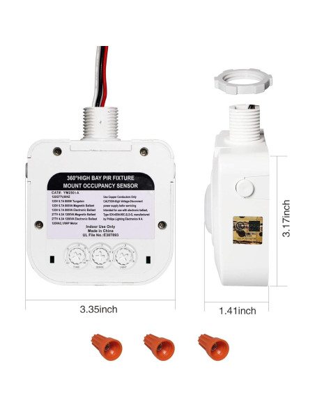 Interruptor de Movimiento ECOELER 360 PIR Techo 120/277VAC