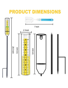Pluviómetro Exterior OUISJYER Amarillo 71.88 cm Irrompible 2