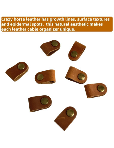 Organizador de Cables SIEVEN 10 Pcs Cuero Negro y Marrón