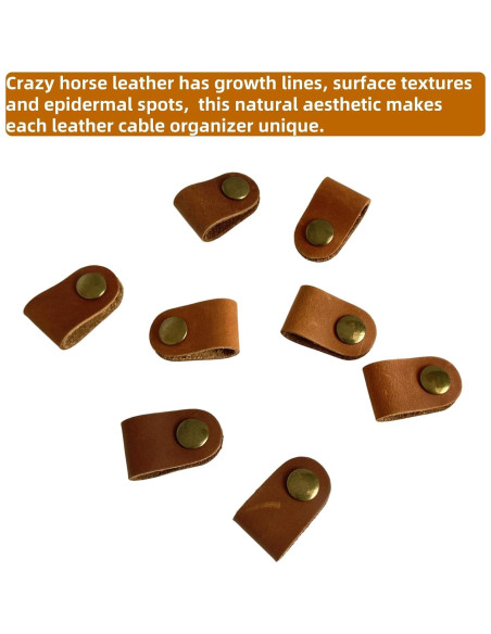 Organizador de Cables SIEVEN 10 Pcs Cuero Negro y Marrón