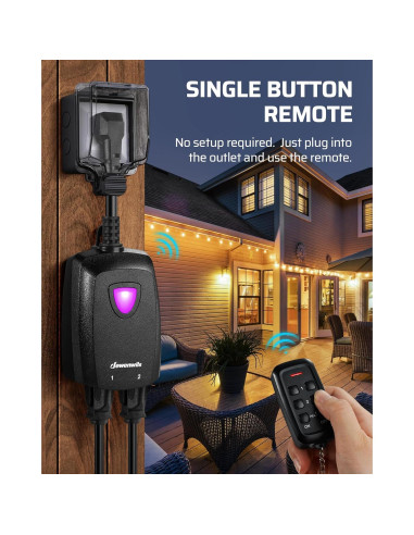 Enchufe Remoto Inalámbrico Dewenwils 2 Salidas 15A 30.48m