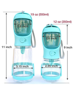 Botella de Agua para Perros Frxat 12oz (350ml) Azul con Snack 2